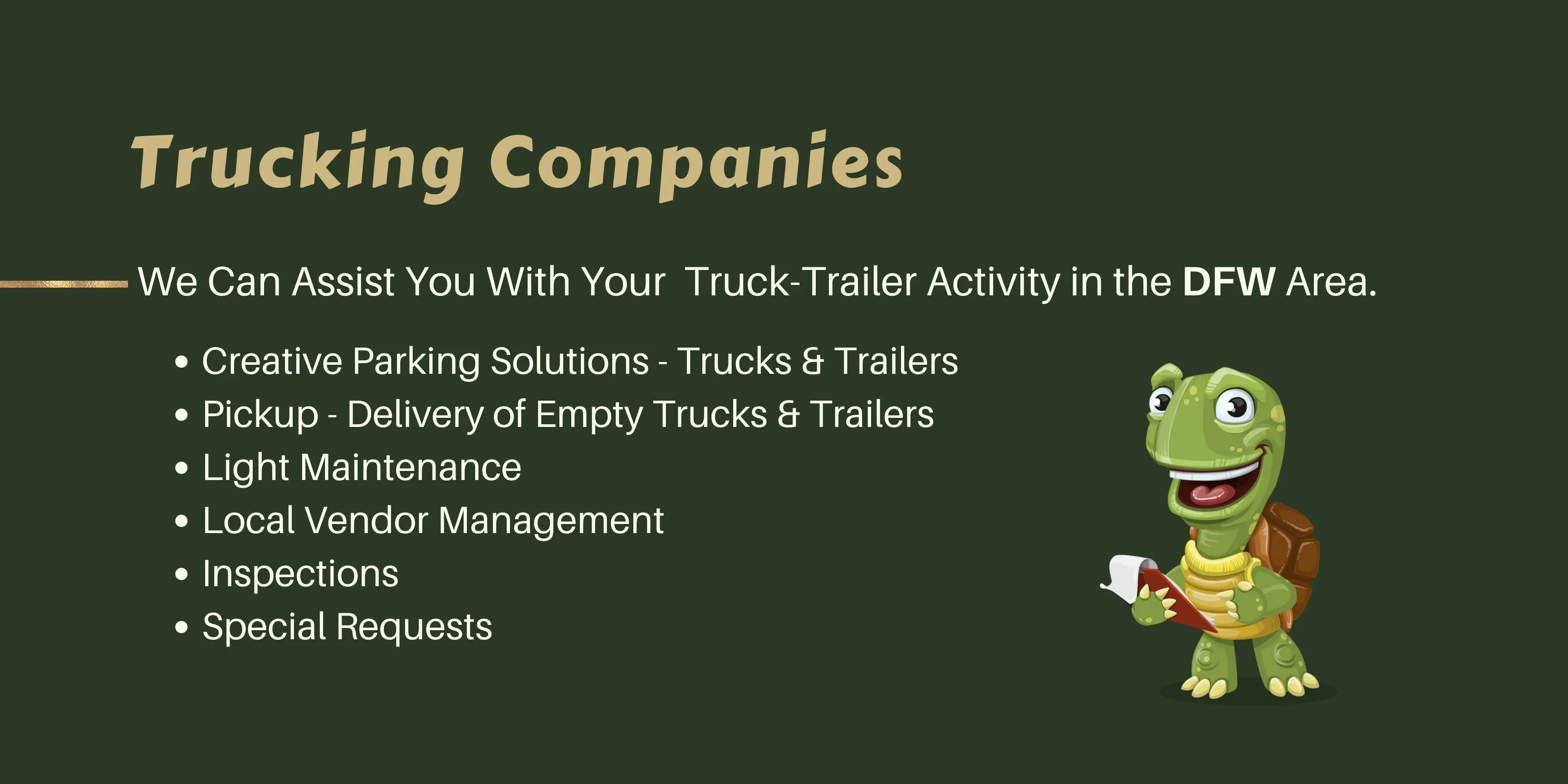 turtle truck trailer fleet parking 3